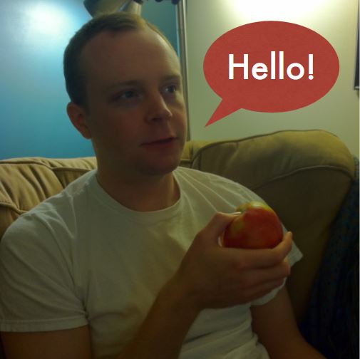 Man with an apple.