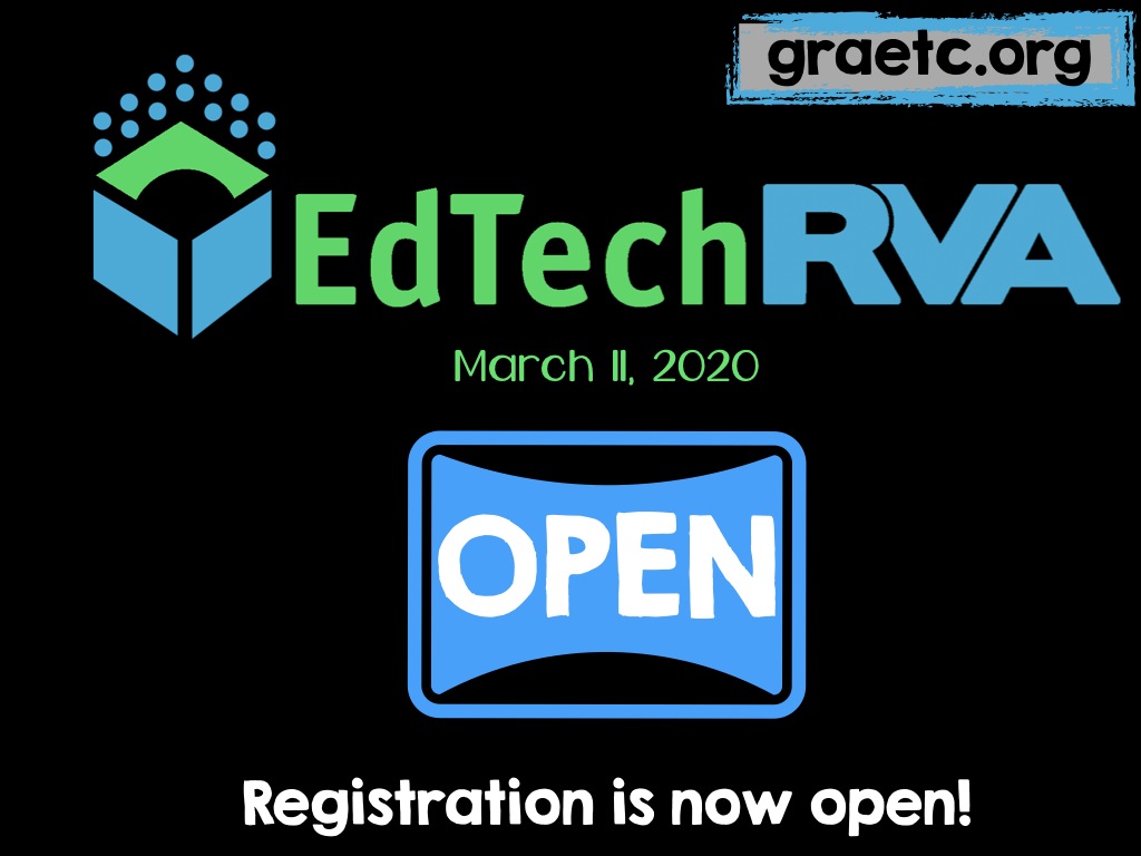 EdTechRVA registration open announcement, image.