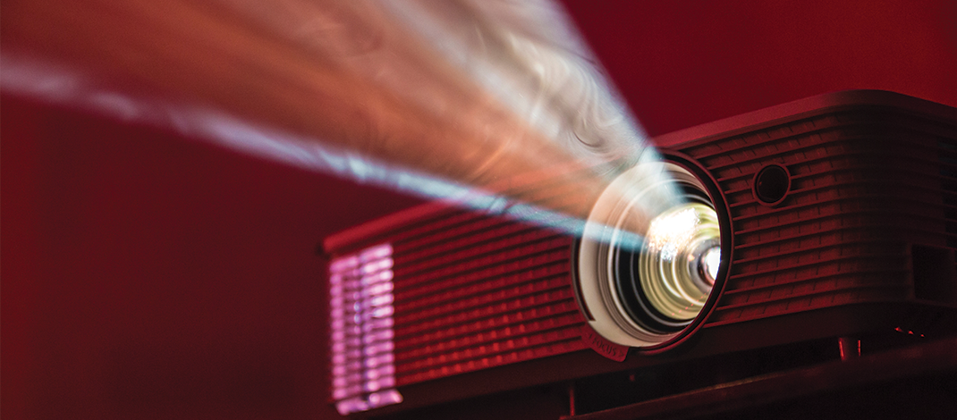 Projector light shining.